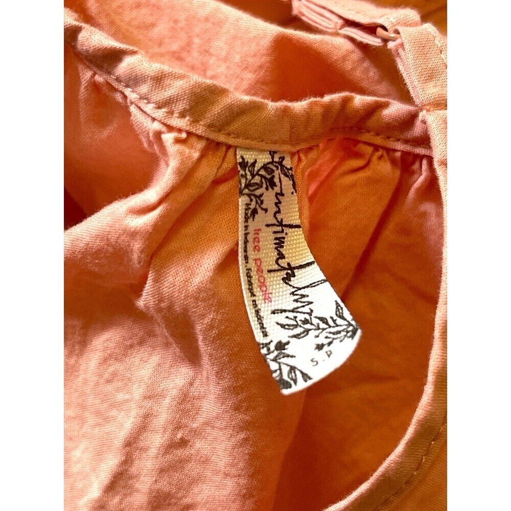 Free People Calico Cotton Trapeze Eyelet Top Dress Women’s size Small Coral Pink - Picture 7 of 9